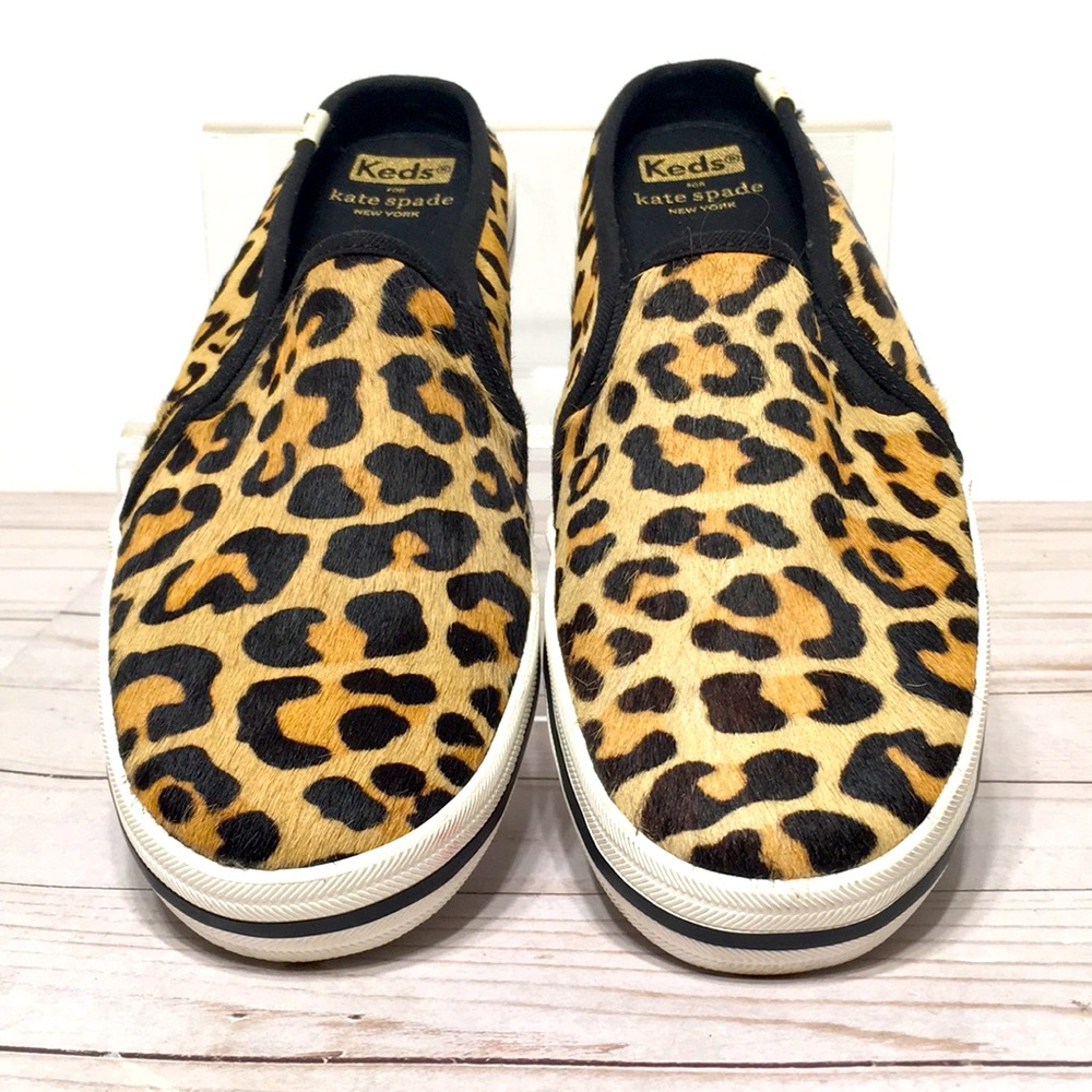 Cheetah slip on sneakers 8.5 EU39.5 Kate Spade Keds collaboration leather
